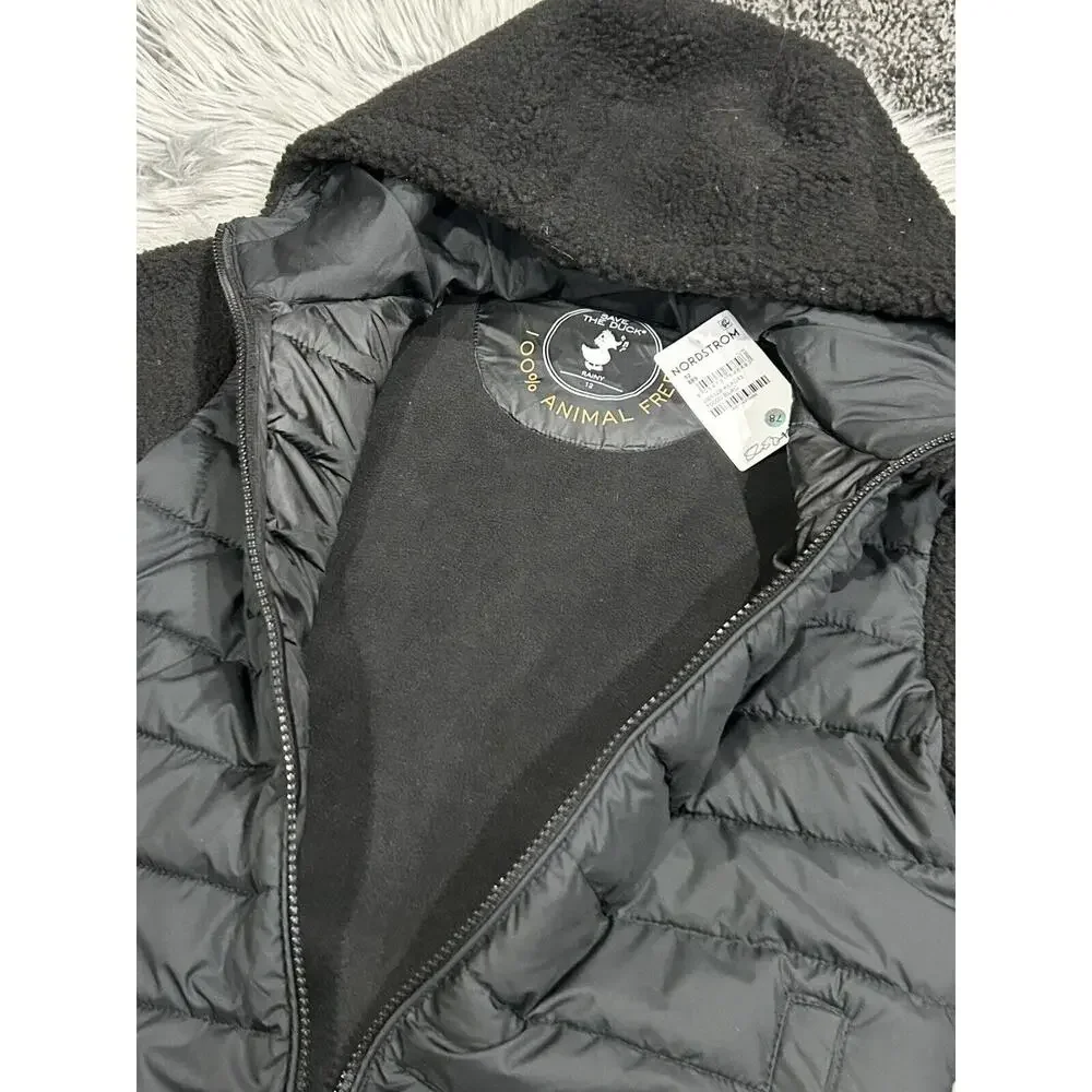 Save the Duck Boys Youth Kids Derik Hooded Recycled Jacket Sherpa Size 12 ($138)